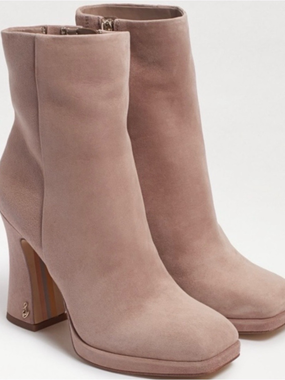 Sam Edelman Jaye Cashmere Suede Festival Ankle Booties Block Heel